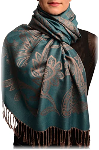 Bleu écharpe taille unique motifs pashmina LissKiss grands paisleys