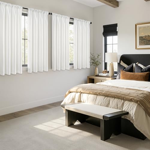 Image of MIULEE Natural Room Darkening Bedroom Curtains 63 Inch Length 4 Panels
