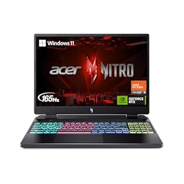 Acer Laptop para jogos Nitro 16 | CPU Hexa-Core AMD Ryzen 5 7640HS | GPU para laptop NVIDIA GeForce RTX 4050 | Tela IPS WUXGA 165Hz de 16 polegadas | 8 GB DDR5 | SSD 512 GB Gen 4 | WiFi 6E | RGB