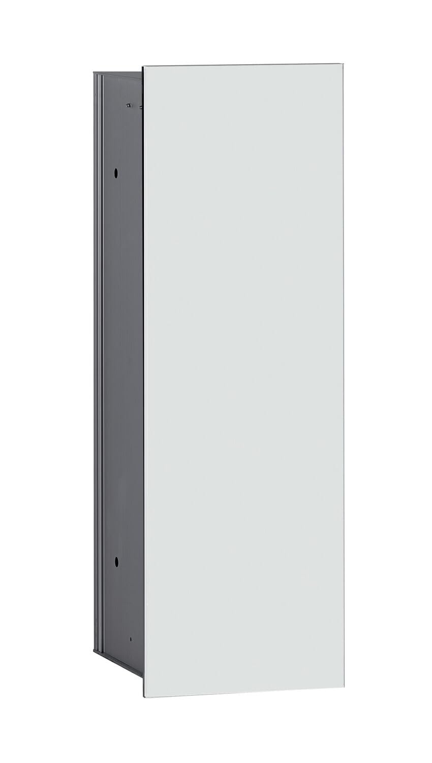 Emco ASIS 2.0 Toilet Brush Set, Flush-Mounted Module, Space-Saving Storage Space Made Aluminium for Toilet Brush, with Elegant Glass Front and Toilet Brush Holder, Optiwhite