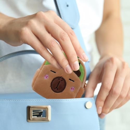 Plush Cash Purse - Cartoon Wallet Pouch, Capybara Cash Pouch | Outdoor Cartoon Cash Purse, Capybara-Themed Coin Pouch, Adults Multi-Functional Money Bag for Snacks, Chocolate, 3x3x1.9 Inches4