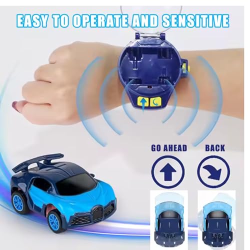 Image of Wrist Remote Controlled Mini Car Toy for Kids with USB Charging Cable - Rechargeable 2 Function Remote Watch -