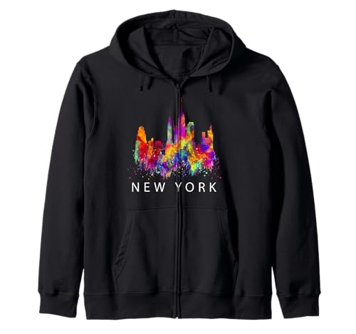 Colorful New York City with Splash Colors, New York City Sudadera con Capucha