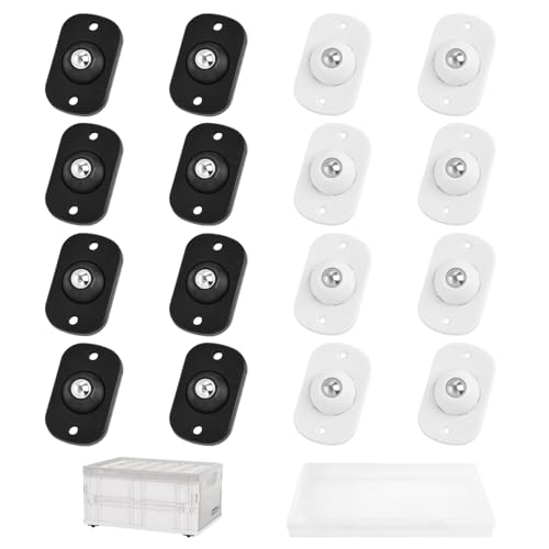 LEONTOOL 16 Pcs Self Adhesive Caster Wheels, Appliance Rollers for Kitchen Appliances, 360° Swivel Mini Universal Wheel Roller Casters, Sticky Pulley for Trash Can, Storage Box, Small Furniture