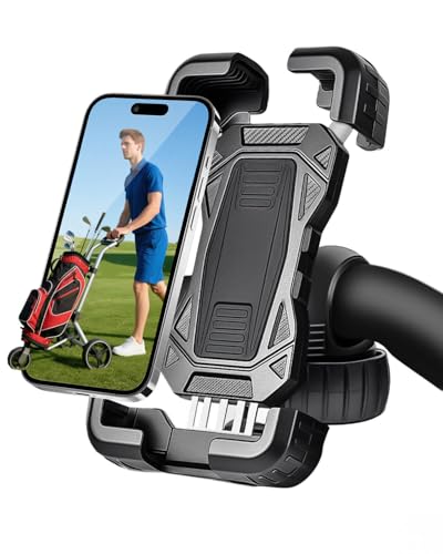 Golf Push Cart Phone Holder Silicone Protection 360° Rotatable Phone