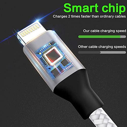 Lot De 3 Câbles IPhone 2m, Lightning USB MFi, Nylon Tressé à