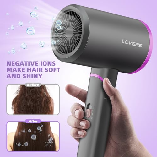 Loveps D091 Hair Blow Dryer With Diffuser, 1800W Ionic Hair Blow Dryer, Foldable Handle Travel Hair Dryer thumb #3