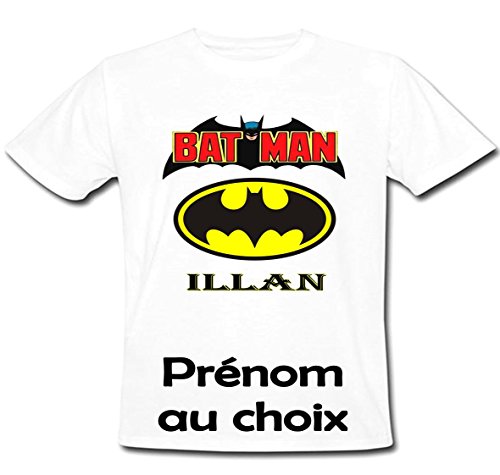 GRAVOPHOTO - Tshirt personnalisé Batman prénom et Taille au Choix