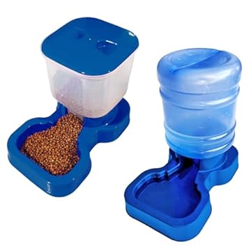 Comedouro e bebedouro para cães automático para cães e gatos com bombona 10 litros e dispenser para 3 kg. (AZUL)