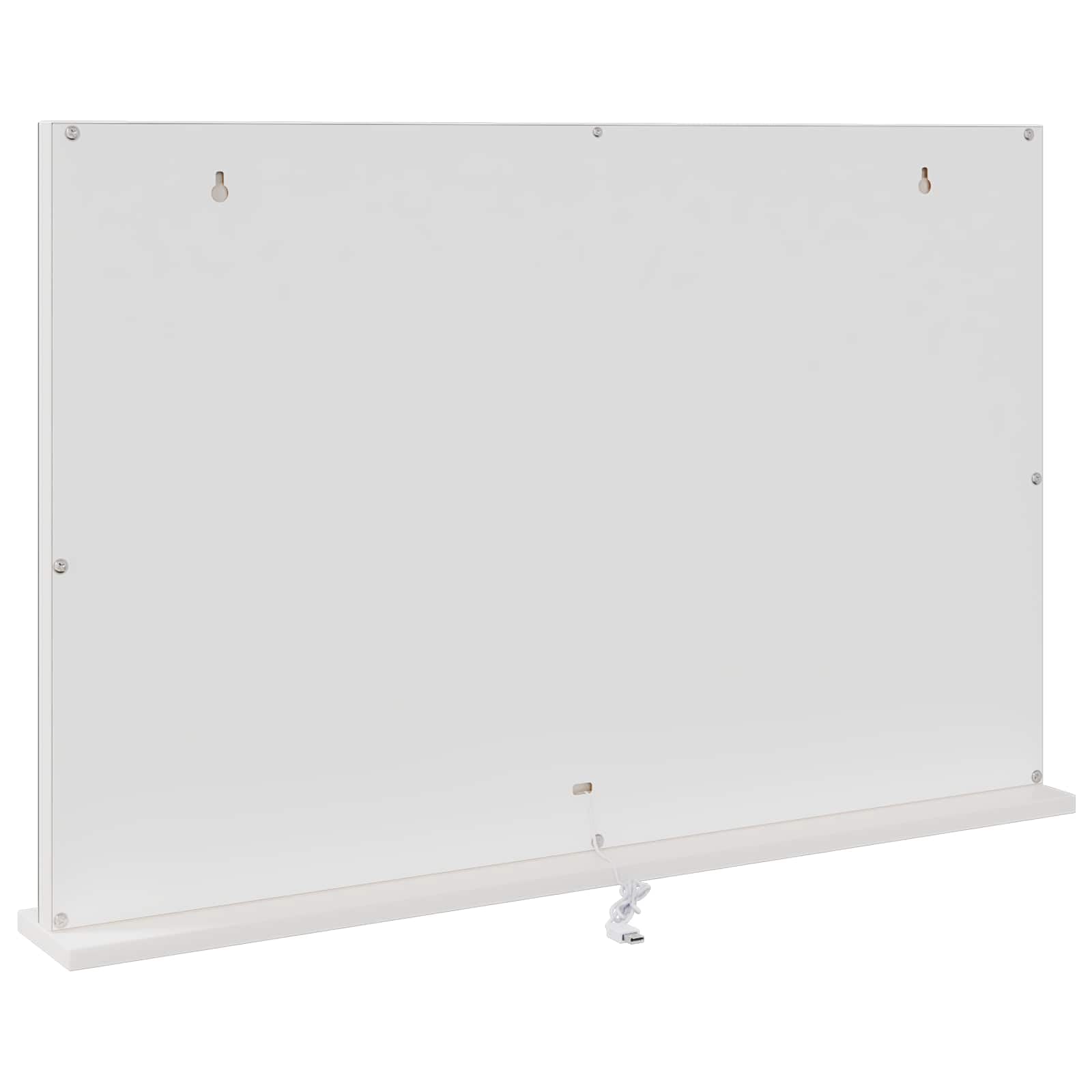 Lusterko do makijażu LED, białe, ze szkła i stali, 80 x 10 x 52,5 cm, z 3 trybami kolorów, możliwość ściemniania, sterowanie Smart Touch, antypoślizgowa podstawa, montaż na stole i na ścianie
