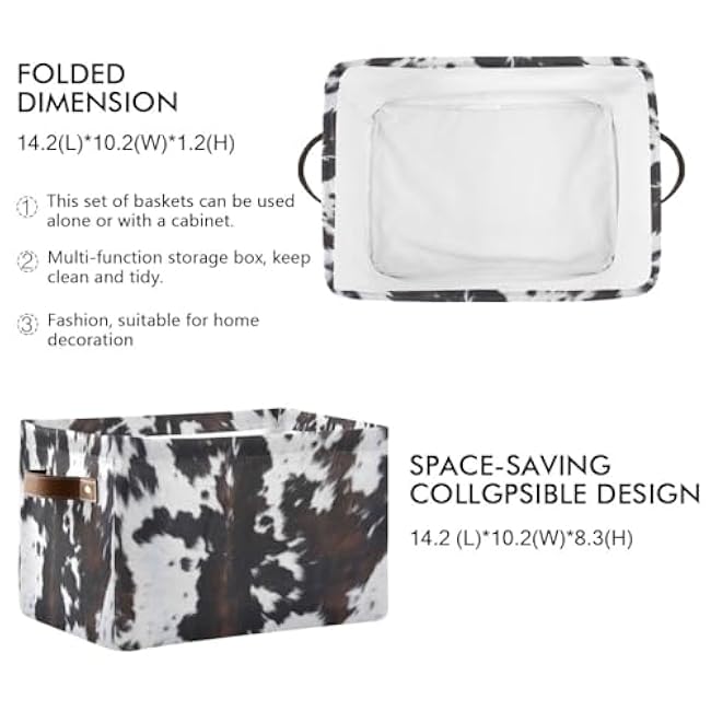 Cow Rectangular Storage Basket Organizer Bin Shelf Baskets For Clothes Gifts For Home Office Dorm
