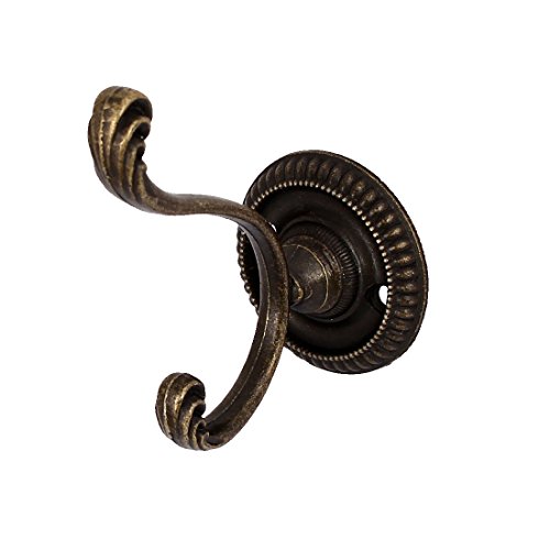 Image of Aexit Bedroom Bathroom Nails, Screws & Fasteners Wall Mounted Metal Retro Style Double Hanging Hook Picture Hangers Bronze Tone