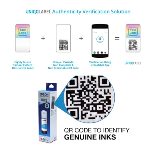Image of Epson 003 Ink Original Black, Cyan, Yellow, Magenta Ink Bottles - Compatible with Printer L3110, L3150, L3250, L3252 L3115, L3116, L3101, L3210, L3215, L3216, L3151, L3152, L3156, L5190 Printers | Original