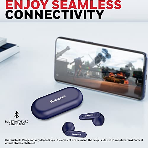 Image of Honeywell Suono P2000 Truly Wireless Earbuds, Bluetooth V5.0, 2 Hrs uninterrupted Music with 10 min of Charge, Dynamic 13.2mm Drivers, 300mAh Battery, IPX4 Water Resistance, Voice Assistant Enabled