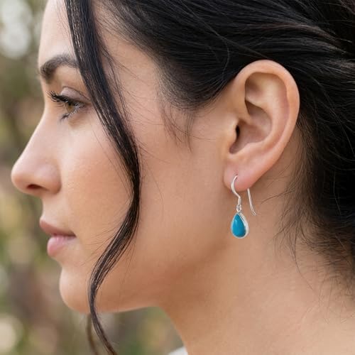 Boucles turquoise Le Luft en argent 925 avec gemmes ovales 10x14mm