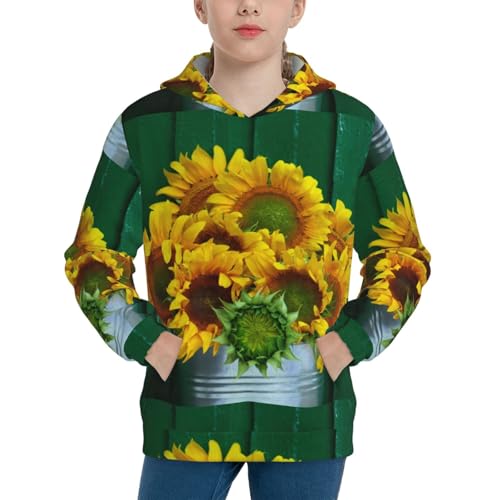 Sunflowers in Bucket Kids Pullover Hoodies Boys Sweatshirts Girls Athletic Clothes with Pocket