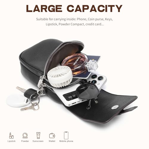 Image of Genuine Leather Crossbody Bags for Women, Small Crossbody Bag for Women,Phone Purses with Adjustable Strap for Travel