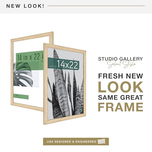 MCS Studio Gallery 14x22 Poster Frame Natural Woodgrain, Vertical & Horizontal Wall Hanging Large Picture Frame for Photos, Posters & Art Prints (1-Pack)