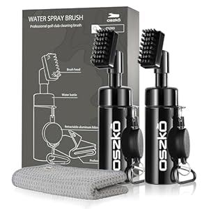 2 Pack Pro Golf Club Cleaner Brush,Combo Towel with Squeeze Bottle,On-Course Golf Accessories，8.3 Inches High Holds 7 Oz Water, Golf Club Cleaning Kit, Gifts for Men