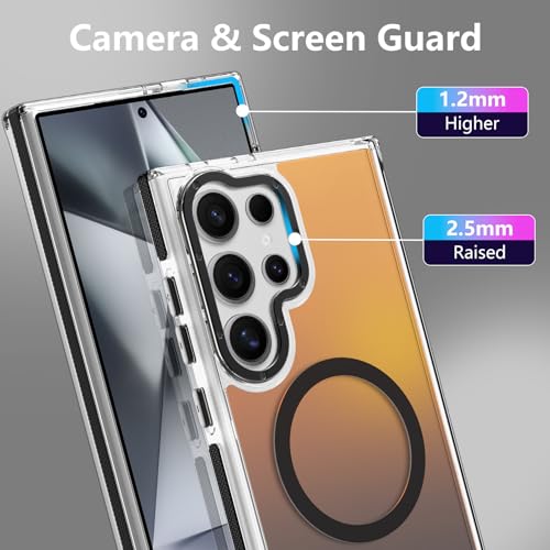 Image of Magnetic Case for Samsung Galaxy S24 Ultra [Compatible with Magsafe] [Cute Fashion Fluorescent Design] [1 Screen Protector] Slim Translucent Matte Case for Galaxy S24 Ultra 6.8 inch, Black