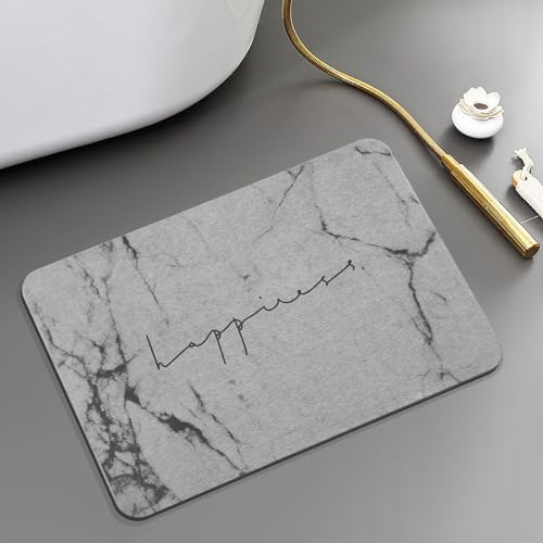 LRIO Stone Bath Mat, Super Absorbent Quick Drying Bathroom Floor Stone Slab Bath Mat, Diatomite Shower Mat Eco Friendly Easy to Clean (Dark gray, 60x39CM)