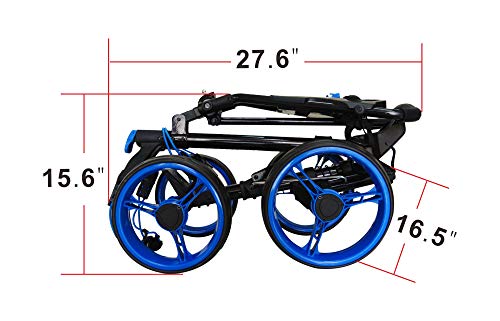 image for Qwik-Fold 4 Wheel Folding Push Pull Golf CART - Foot Brake - ONE Secon