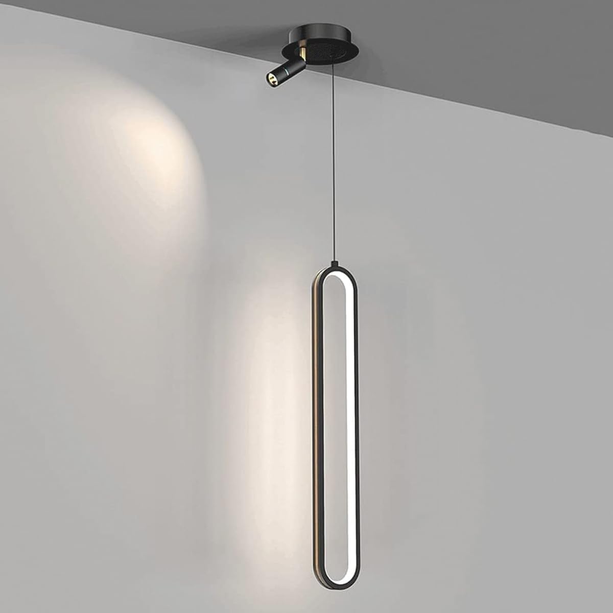 Lustre suspendu réglable noir LED 60 cm abat-jour silicone