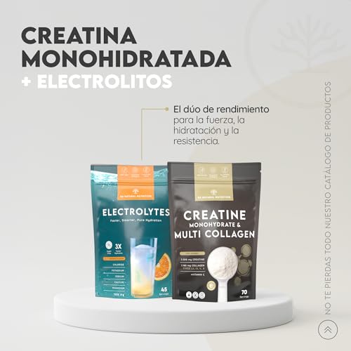 N2 Natural Nutrition. Creatina Monohidratada + Multi Colágeno Hidrolizado con Vitamina C en polvo (70 Dosis) 3000mg Creatina + Colágeno I,II,III,V y X–Sin Sabor–Soporte Muscular, Articulaciones, Piel