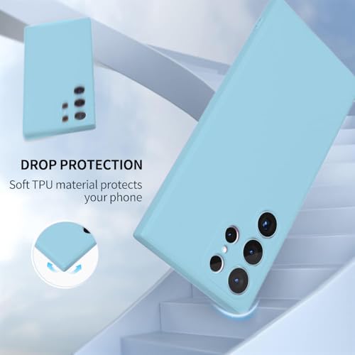 Image of DIZORO for Samsung Galaxy S23 Ultra Phone Case Liquid Silicone, Cute Thin Slim Soft Rubber TPU Plain Smooth Gel Back Cover for Women Girl Men, Matte Solid Protective & Shockproof Bumper Mint