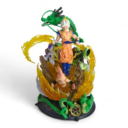 Image of Mayatra's Anime Style Dragon Warrior Collectible Figure Statue with Dragon & Energy Effect - Display Model - PVC Action Figure