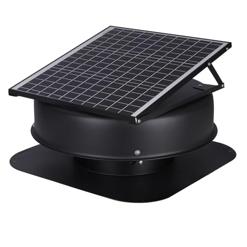 Ventilateur d'Extraction Solaire de Grenier,Extracteur d'air de Grenier, Panneaux solaires,pour Pignon, Toit, Garage, Atelier,Contrôle automatique de la température