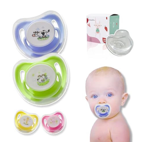 Mordederas Y Chupones, Baby Product Chupón Chupete Ortodóntico para Bebé recién nacidos Suave y ligero con Tapa Protectora, Dibujos Animados sin BPA 0m+, 2pzas (Azul/Verde)