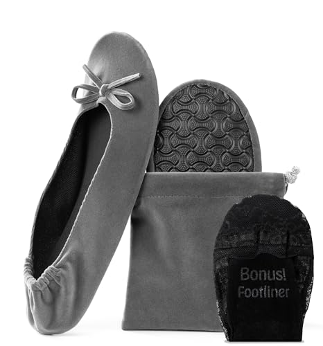 Image of Velvet Foldable Flats for Women, Portable Ballet Shoes for Travel & Events