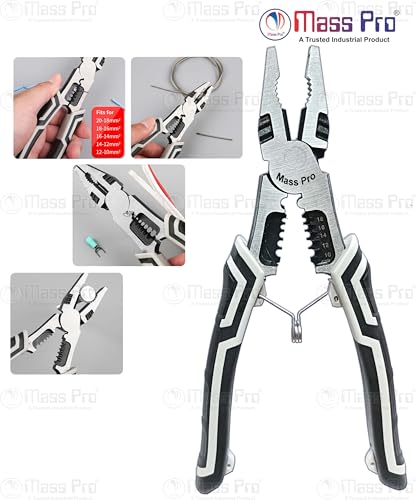 Image of 8 Inch Multipurpose Lineman Plier, Wire Cutter with Gripping, Wrench, Crimping & Wire Stripper Functions, Heavy Duty Carbon Steel Electrician Pliers for Electrical Repair & Maintenance