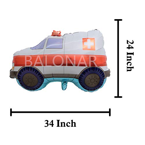 Balonar 7Pcs Train Ambulance Police Car School Bus Fire Truck Tank Foil Balloons Vehicles Balloons For Child Birthday Party Supplies Cute Baby Shower Decorations #TOP6