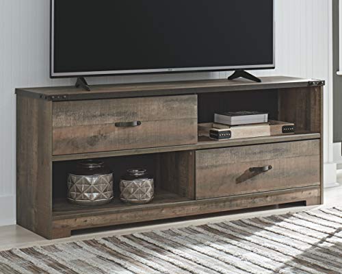 Signature Design by Ashley Trinell Rustic TV Stand Fits TVs up to 58" with 2 Drawers, Natural Brown - Image 2