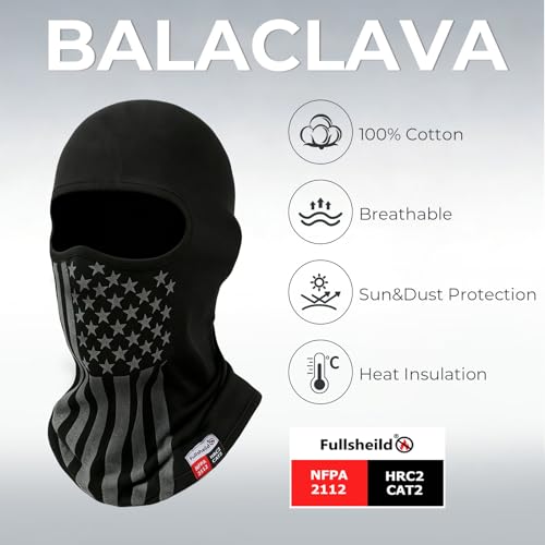 Image of FR Balaclava Face Mask Flame Resistant Balaclava FR Mask for Men Arc Rated NFPA2112 CAT2 Cover Hood for Welding