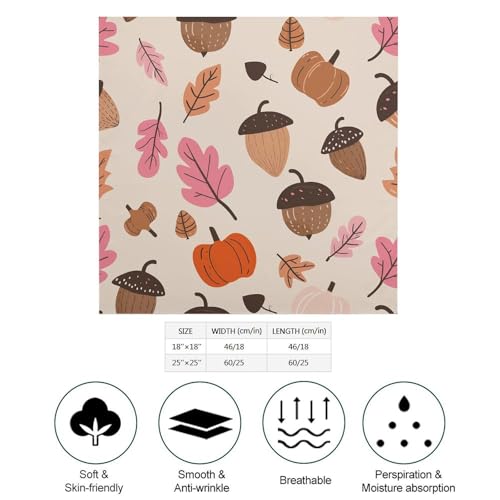 25" Square Head Scarf Pumpkins And Acorns Lightweight Silk Scarf for Women Boho Neckerchief Soft Satin Bandanas Fashion Neck Scarves Silk Headwear for Bag Hair Scarves Gift2
