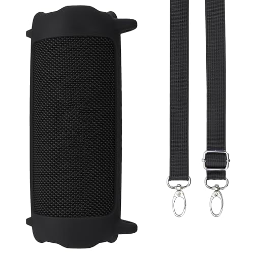 Lebakort Silicone Cover Compatible with JBL Flip 7 Waterproof Portable Speaker (Black Cover)
