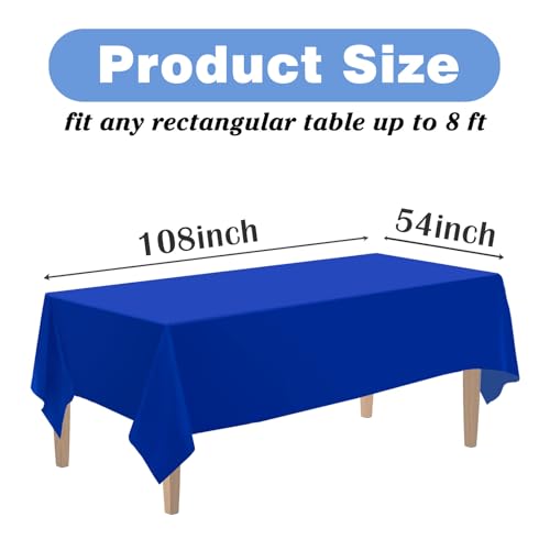 Image of Kopokita 2 Pack Royal Blue Plastic Tablecloths Disposable 54 x 108 Inch