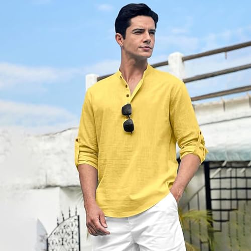 Image of Beige Color Cotton Blend Mandarin Neck Short Kurta Straight Kurta for Men (S)