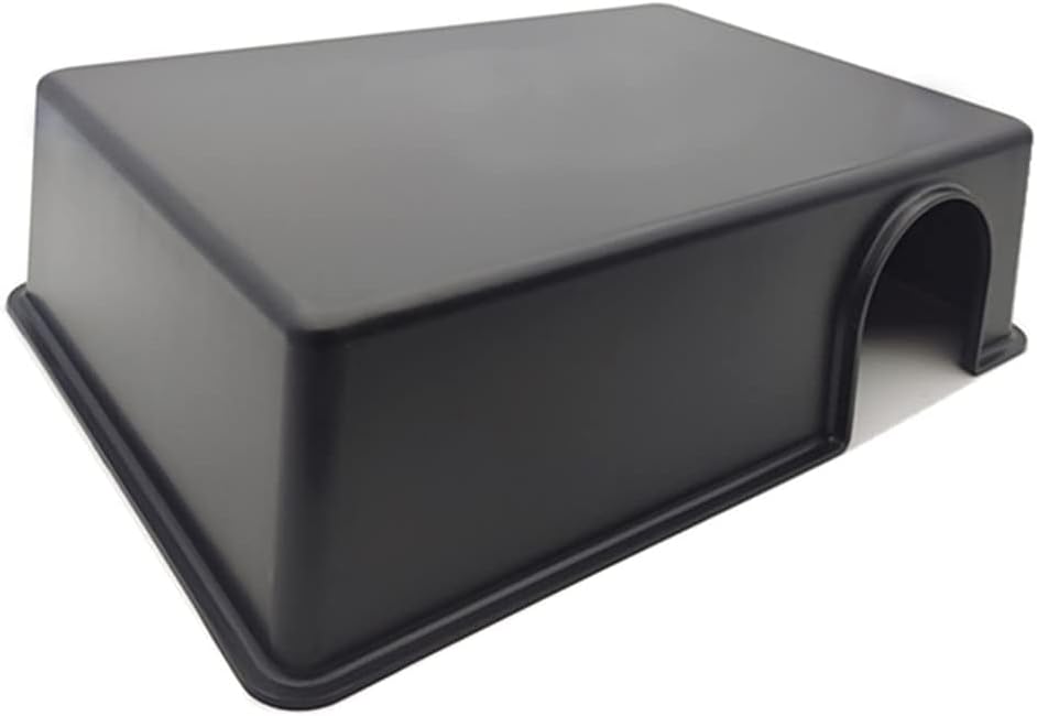 TERRIFI Large Reptile Hideout Box, Suitable for Lizard Leopard Gecko Snakes and Ball Python, Shrimp, Chameleon, Tortoise, Frog House (Medium, Black)
