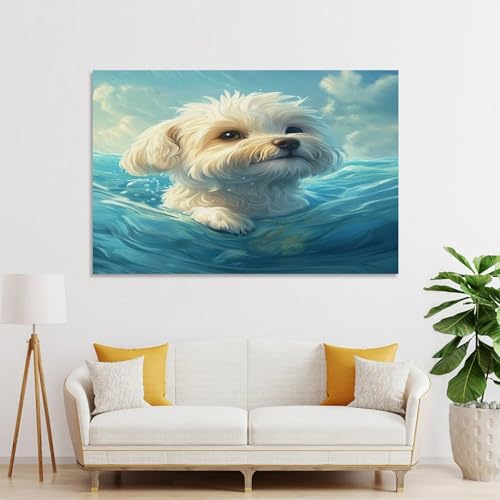 Lienzo de Bichon Frise para pasillo y comedor cuadros decoracion 3