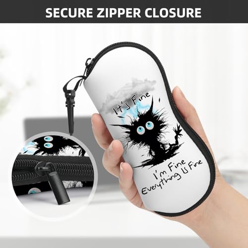 Image of Sunglasses Soft Case, Cute Ultra Light Portable Neoprene Zipper Eyeglass Glasses Case with Belt Clip for Men Women