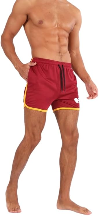 Mens 3.5"-4.5" Inseam Retro Athletic Workout Shorts with Pockets for Bodybuilding, Training, Running