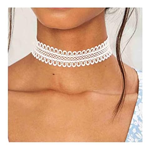 Dervivea Boho White Lace Choker Necklace Cover