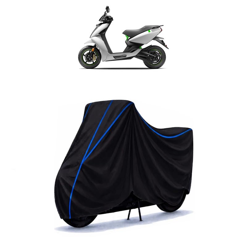 Image of Scooty Cover Water Resistant for 450 BS6 | Universal Scooter & Bike Cover | Heavy Duty UV Dust, Rain & Scratch Protection | Elastic Fit All Weather Indoor Outdoor | Black with Blue Piping