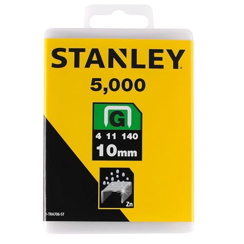 STANLEY Heavy Duty Cable Staples Sharpshooter Pack of 5000 Type G 10 mm Resistant and Rustproof 1-TRA706-5T Packaging May Vary