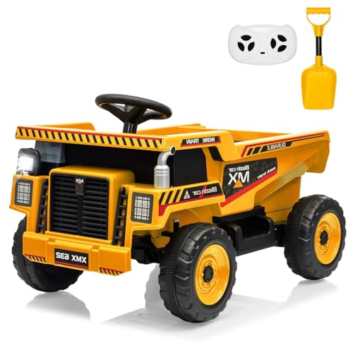 12V Kids Ride-On Dump Truck, Electric Toy Car with Remote