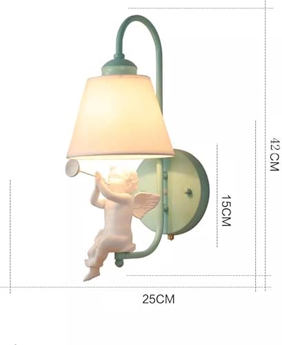 Miniatura 3 de ZJZTD Plug-in - Lámpara de pared infantil E14 Retro Dormitorio Mesita de noche de metal y tela, apliques de pared (color  rojo)